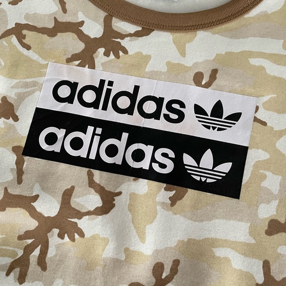 Adidas Originals Youth Crewneck Sweatshirt Beige Camo - Picture 14 of 14